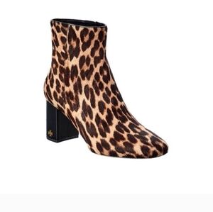 Tory Burch Brooke Leopard Print  Calfhair Women’s  Booties Size 6.5 NIB
